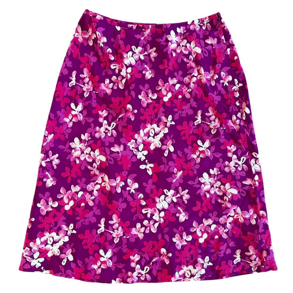 Ann Taylor Purple Floral Midi Skirt
